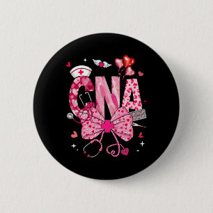 Chapa Redonda De 5 Cm Cna Valentine Coqueta Lazo Estetoscopio Enfermera