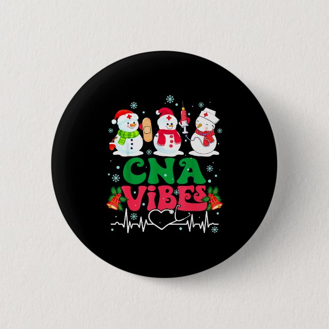 Chapa Redonda De 5 Cm Cna Vibes Nurse Snowman Stethoscope Santa Funny Ch (Anverso)