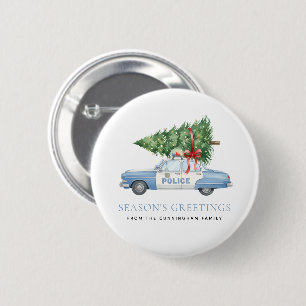 Chapa Redonda De 5 Cm Coche de árbol de Navidad del oficial de policía m
