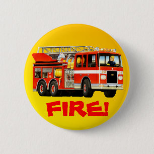 Chapa Redonda De 5 Cm Coche de bomberos