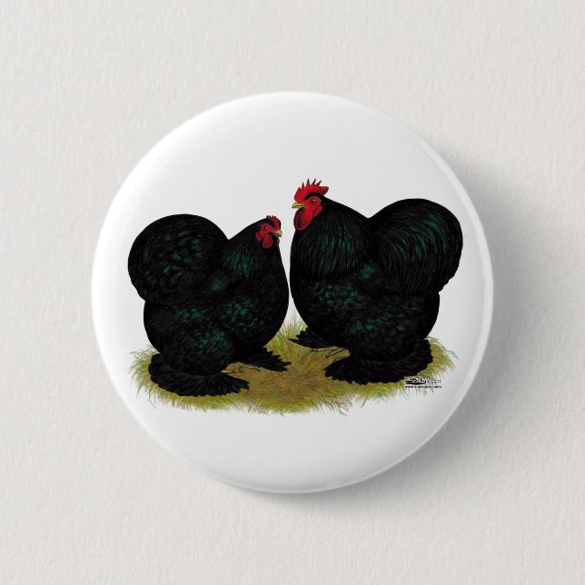 Chapa Redonda De 5 Cm Cochins Black Bantam Pair (Anverso)
