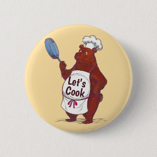 Chapa Redonda De 5 Cm Cocina de oso dulce, cocinemos el regalo de los ch