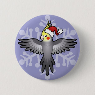 Chapa Redonda De 5 Cm Cockatiel de Navidad