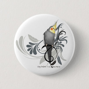 Chapa Redonda De 5 Cm Cockatiel gris