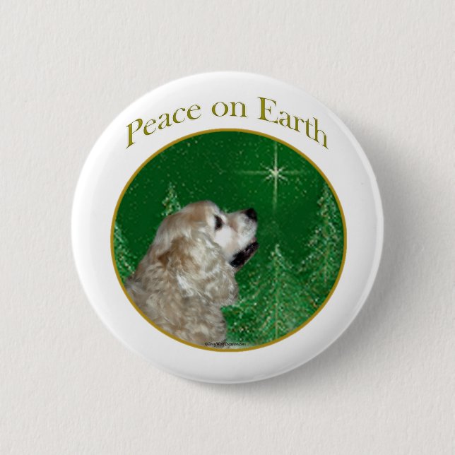 Chapa Redonda De 5 Cm Cocker Spaniel Peace (Anverso)
