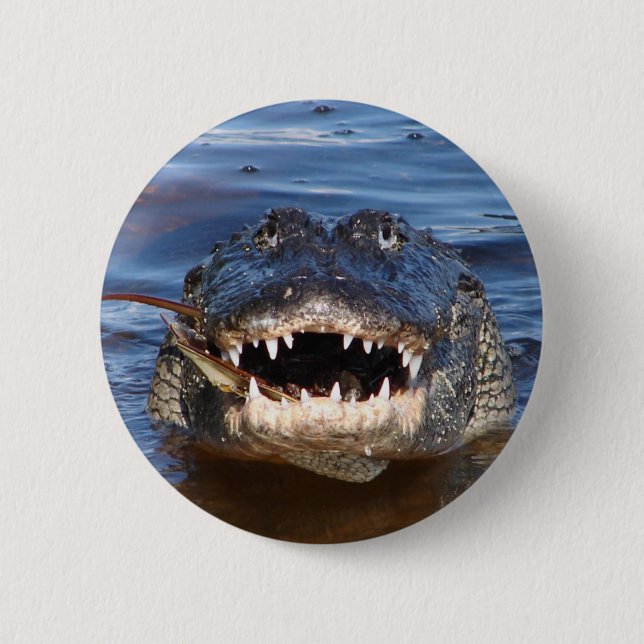 Chapa Redonda De 5 Cm Cocodrilo sonriente (Anverso)