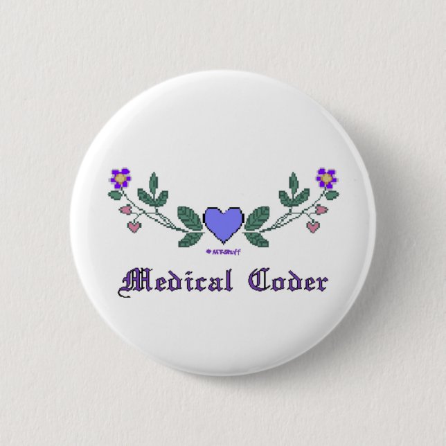 Chapa Redonda De 5 Cm Codificador médico de la impresión cruzada de la (Anverso)