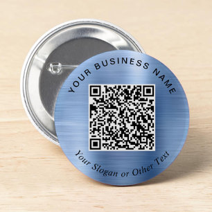 Chapa Redonda De 5 Cm Código QR de negocio promocional Pin Azul