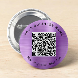 Chapa Redonda De 5 Cm Código QR de negocio promocional Pin Morado