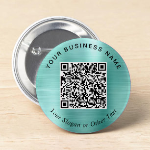 Chapa Redonda De 5 Cm Código QR de Negocio Promocional Pin Verde Mint