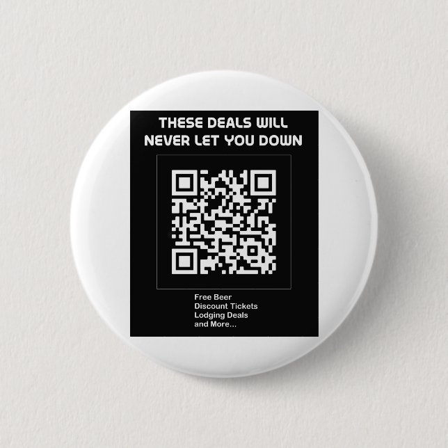 Chapa Redonda De 5 Cm Código QR de rickroll (Anverso)