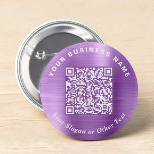 Chapa Redonda De 5 Cm Código QR Morado de Pin de Negocio Promocional
