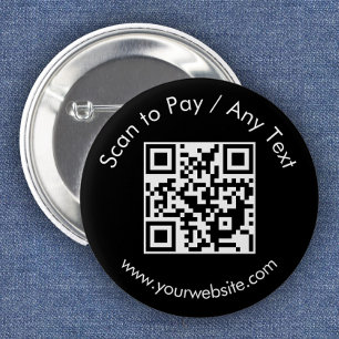Chapa Redonda De 5 Cm Código QR personalizado / Negro de texto