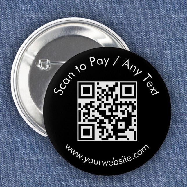 Chapa Redonda De 5 Cm Código QR personalizado / Negro de texto (Subido por el creador)