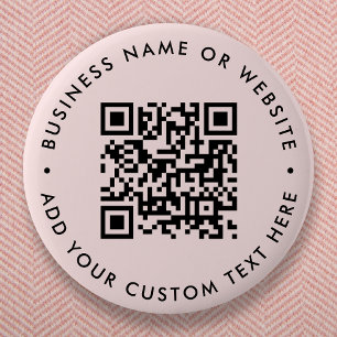 Chapa Redonda De 5 Cm Código QR Ronda moderna Minimalista rosa Rubor