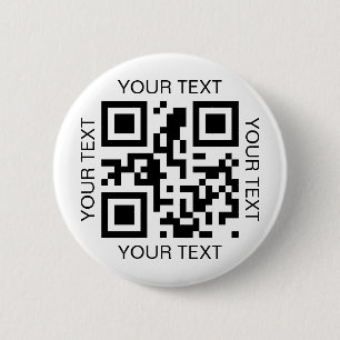 Chapa Redonda De 5 Cm Código QR Simple y Promocional de Texto Personaliz