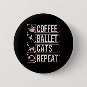 Chapa Redonda De 5 Cm Coffee Ballet Cats repiten baile divertido