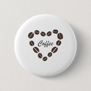 Chapa Redonda De 5 Cm Coffee Love Coffee Bean Heart