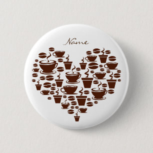 Chapa Redonda De 5 Cm Coffee Lover Heart Thunder_Cove