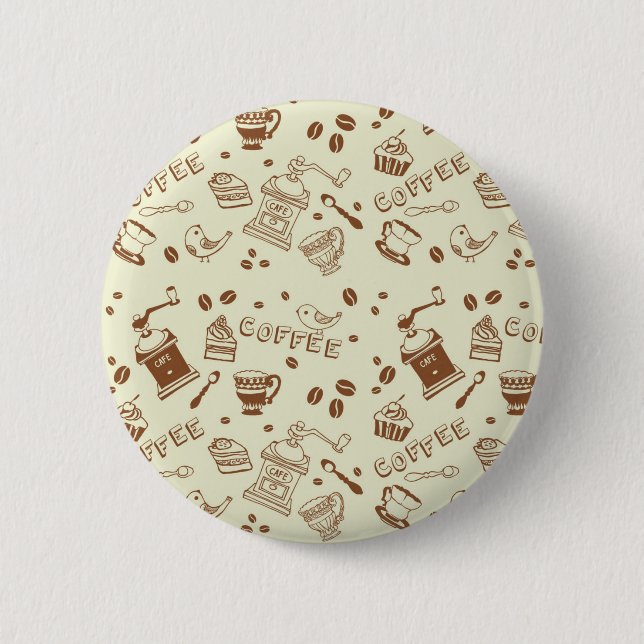 Chapa Redonda De 5 Cm Coffee pattern (Anverso)