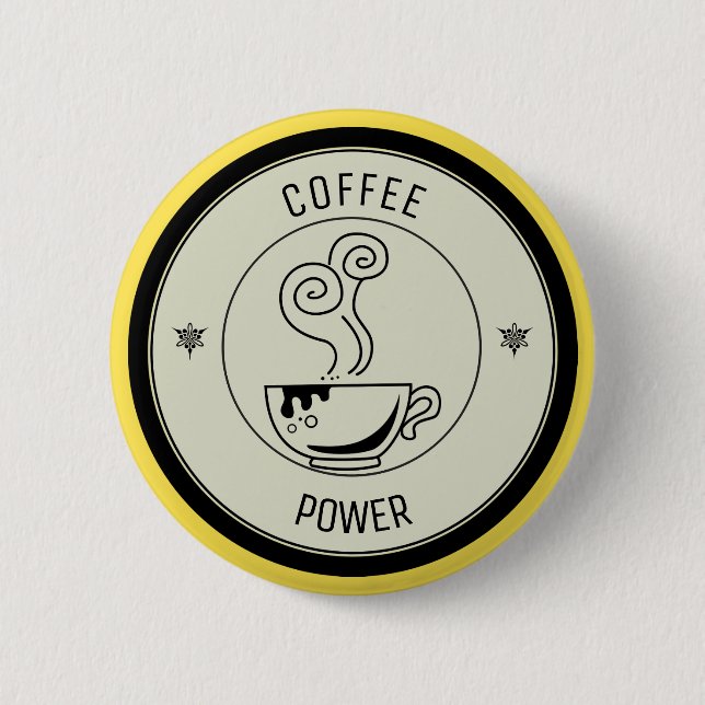 Chapa Redonda De 5 Cm Coffee Power (Anverso)