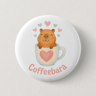 Chapa Redonda De 5 Cm Coffeebara Capibara Lindo en Taza de Café