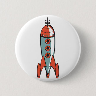 Chapa Redonda De 5 Cm cohete espacial retro