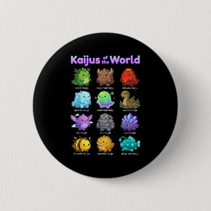 Chapa Redonda De 5 Cm Colección de bestias míticas lindas Kawaii Kaiju C