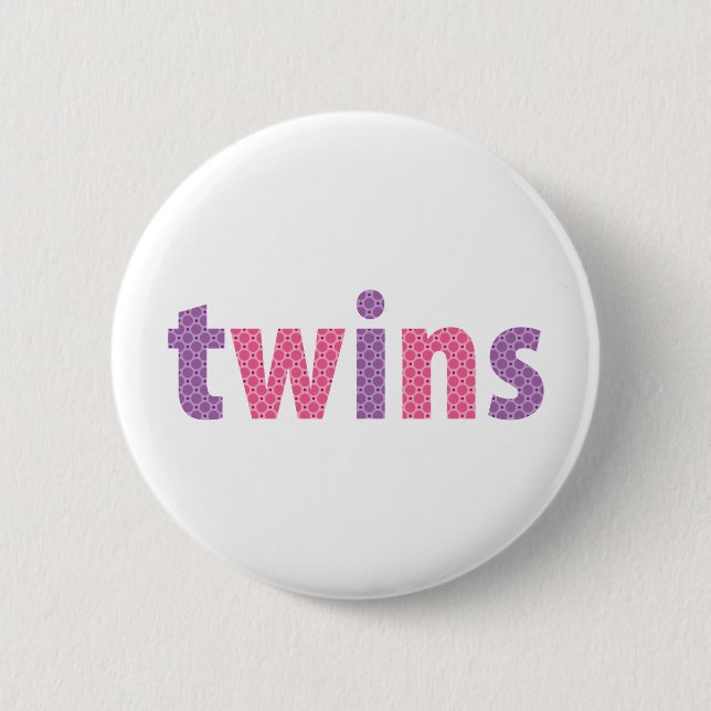 Chapa Redonda De 5 Cm COLECCIÓN DE TWINS - chicas {violeta + rosa} (Anverso)