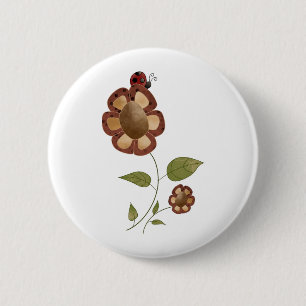 Chapa Redonda De 5 Cm Colección del jardín · Flor con la mariquita