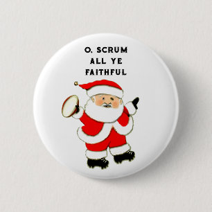 Chapa Redonda De 5 Cm Coleccionable de Rugby Navidad