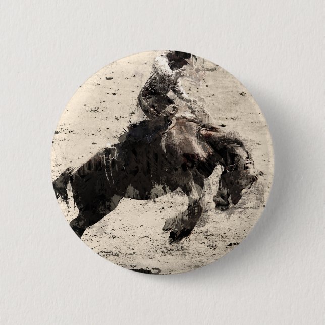 Chapa Redonda De 5 Cm Colgar - Bronco Busting Champ (Anverso)