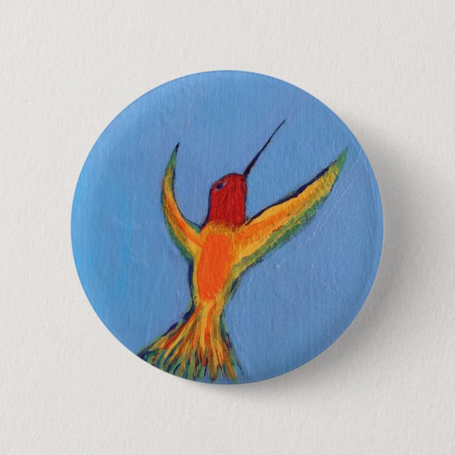 Chapa Redonda De 5 Cm Colibrí azul (Anverso)