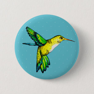 Chapa Redonda De 5 Cm Colibrí cutáneo y puntos blancos