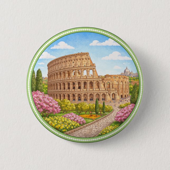 Chapa Redonda De 5 Cm Coliseo de Roma (Anverso)