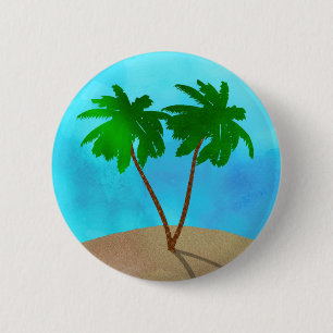 Chapa Redonda De 5 Cm Collage acuático Palm Tree Beach