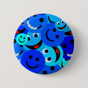 CHAPA REDONDA DE 5 CM COLLAGE AZUL DE LOS SMILEY
