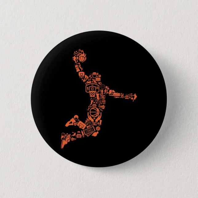 Chapa Redonda De 5 Cm Collage de baloncesto (Anverso)