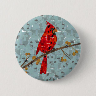 Chapa Redonda De 5 Cm Collage de cardenal de Navidad