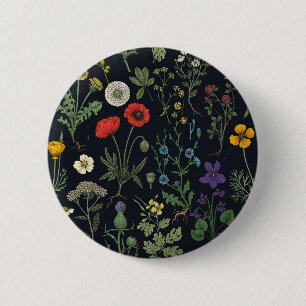 Chapa Redonda De 5 Cm Collage de flores silvestres