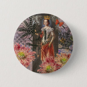 Chapa Redonda De 5 Cm Collage de la Diosa Celestial Virgo: Celestial Vin