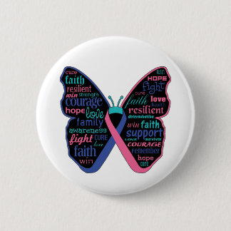Chapa Redonda De 5 Cm Collage de palabras en mariposa de cáncer tiroideo