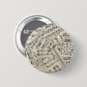 Chapa Redonda De 5 Cm Collage de papel de hoja de vintage