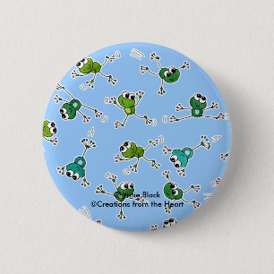 Chapa Redonda De 5 Cm Collage de ranas