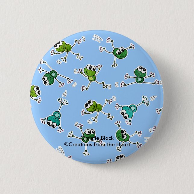 Chapa Redonda De 5 Cm Collage de ranas (Anverso)