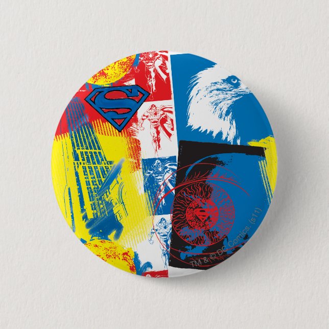 Chapa Redonda De 5 Cm Collage de Superman Eagle (Anverso)