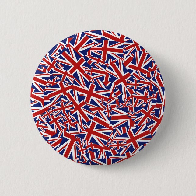 Chapa Redonda De 5 Cm Collage de Union Jack (Anverso)