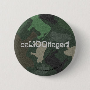 Chapa Redonda De 5 Cm Collage de vaca CaMOOflage en verde