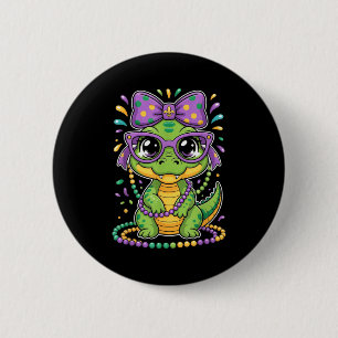 Chapa Redonda De 5 Cm Collar de Cocodrilo de Mardi Gras con Lazo para Ni