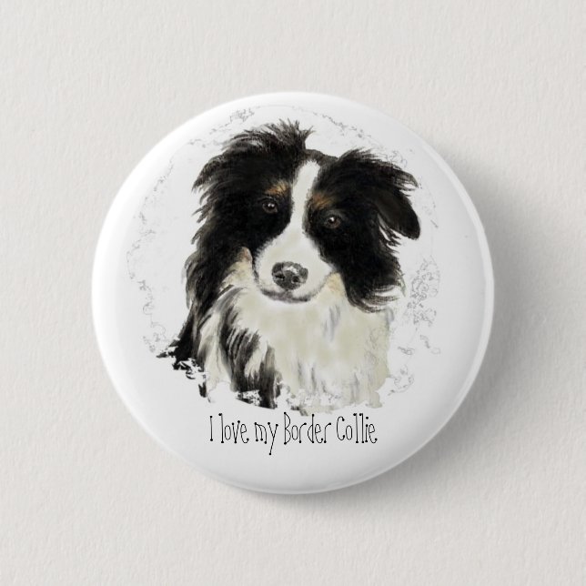 Chapa Redonda De 5 Cm Collie de borde personalizado - Colección de perro (Anverso)